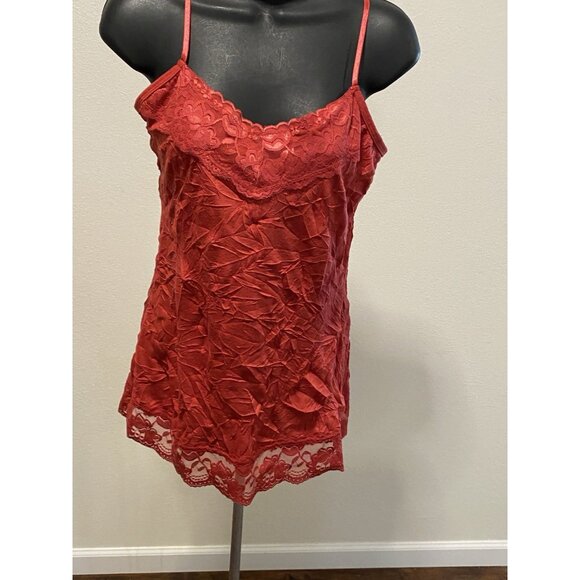 Maurice’s Womens Size M Camisole Top Adjustable Spaghetti Strap Lace Crinkle - Picture 1 of 10